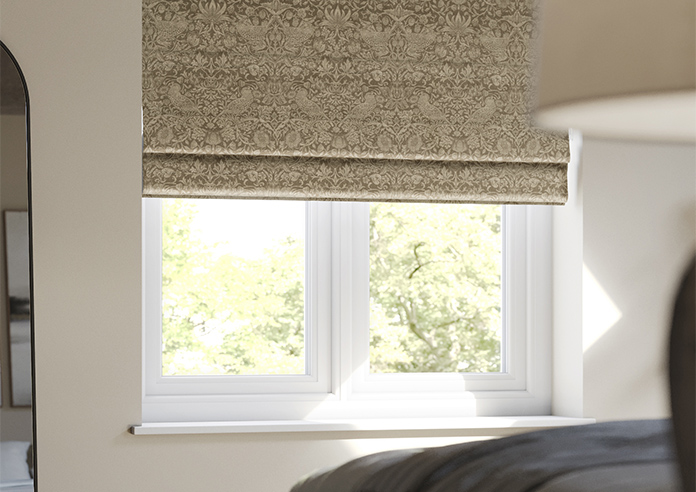 William Morris At Home Strawberry Thief, Woven Walnut - Roman Blind - Image 5